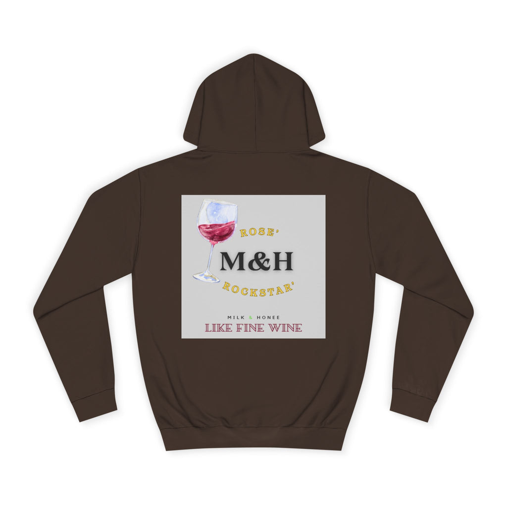 Wine Club Hoodie — "M&H Pink Rose" Graphic College Pullover
