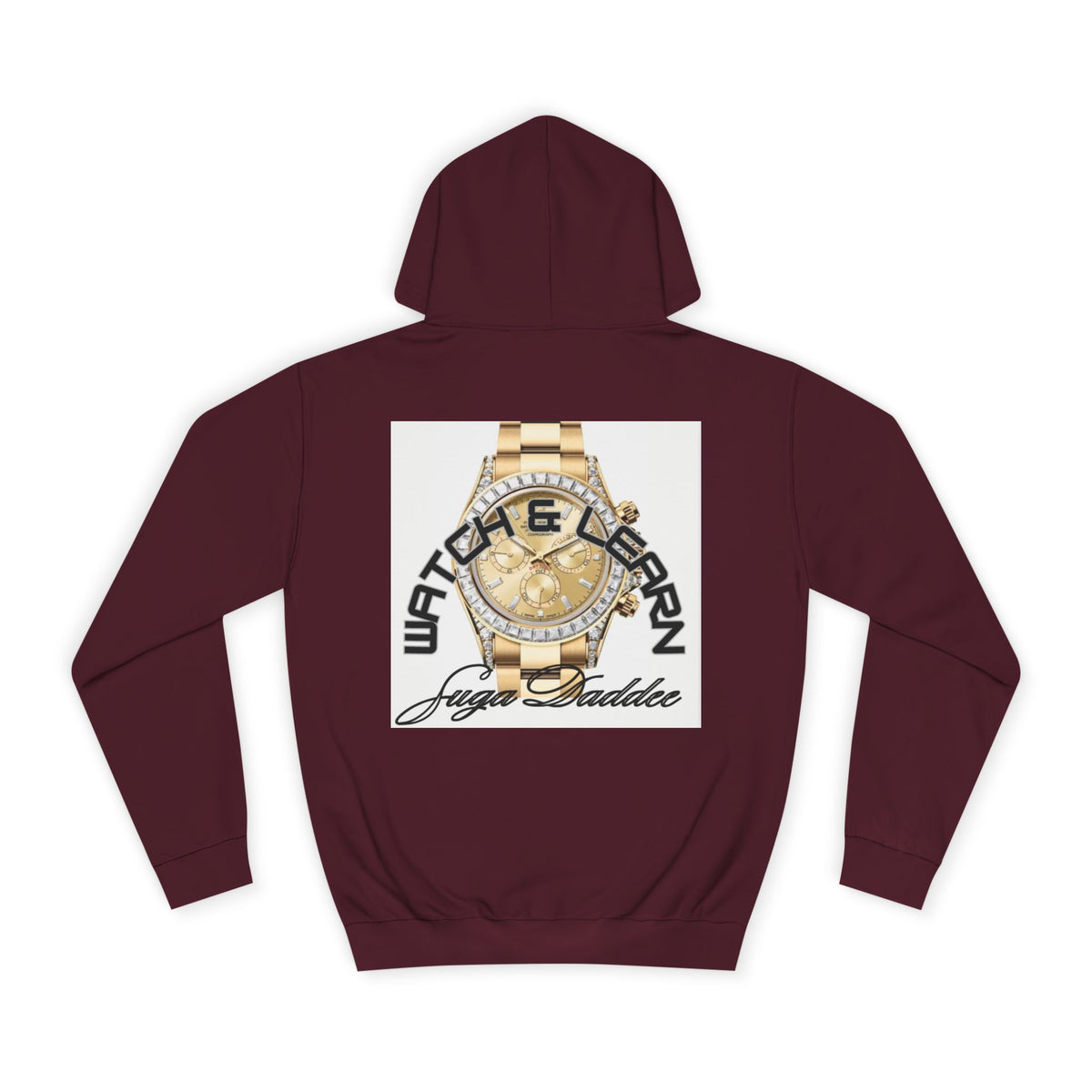 College Hoodie — Retro 'Watch n Learn Gold' Graphic Pullover