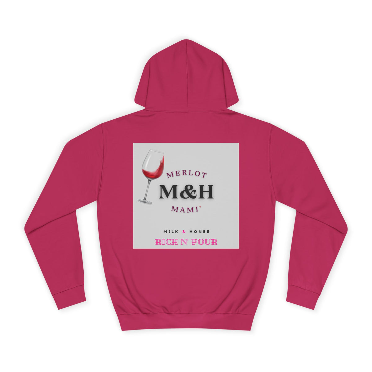 Wine Club Hoodie — "M&H Merlot" Graphic College Pullover