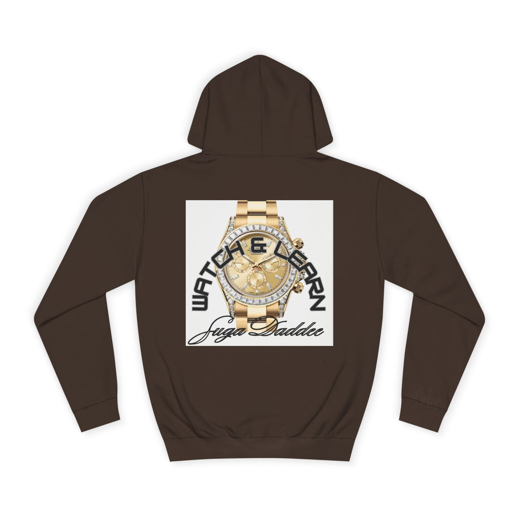 College Hoodie — Retro 'Watch n Learn Gold' Graphic Pullover
