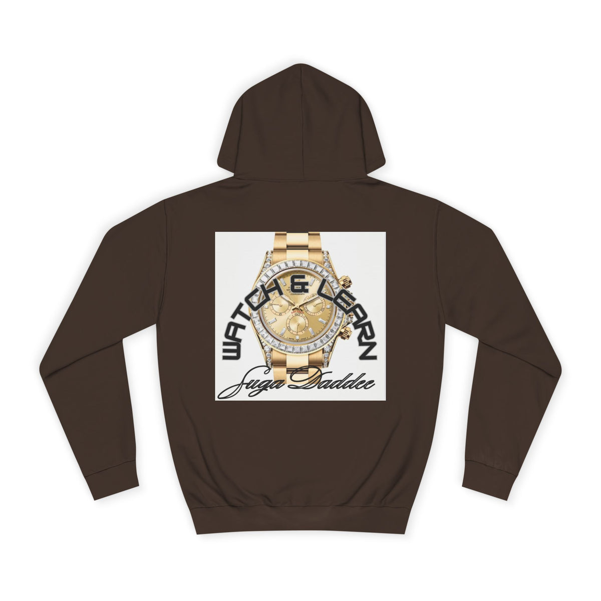College Hoodie — Retro 'Watch n Learn Gold' Graphic Pullover