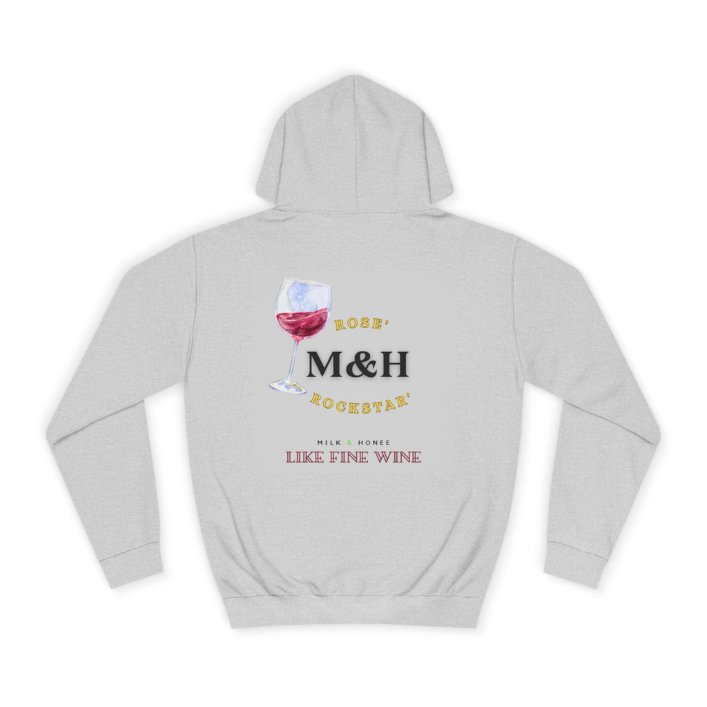 Wine Club Hoodie — "M&H Pink Rose" Graphic College Pullover