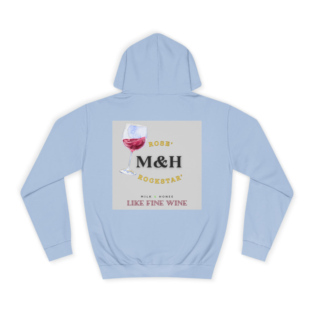 Wine Club Hoodie — "M&H Pink Rose" Graphic College Pullover