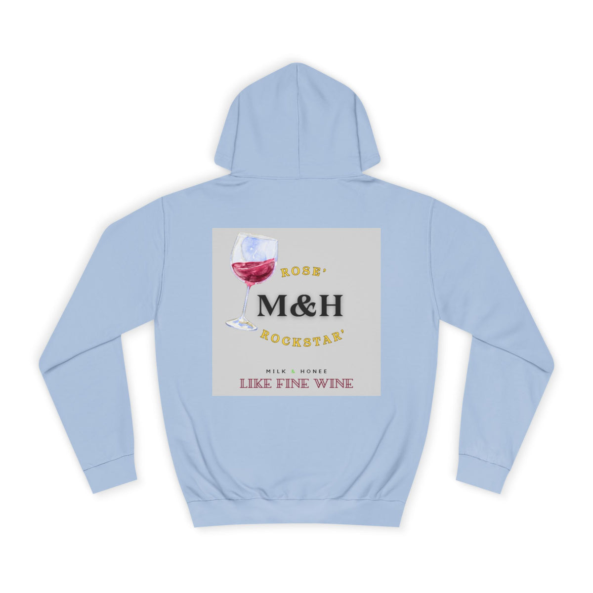 Wine Club Hoodie — "M&H Pink Rose" Graphic College Pullover