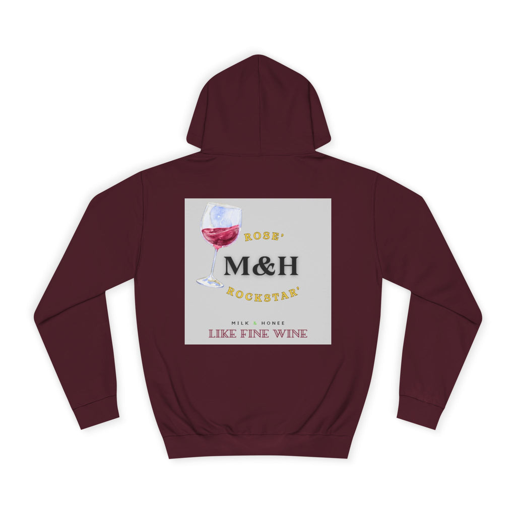 Wine Club Hoodie — "M&H Pink Rose" Graphic College Pullover