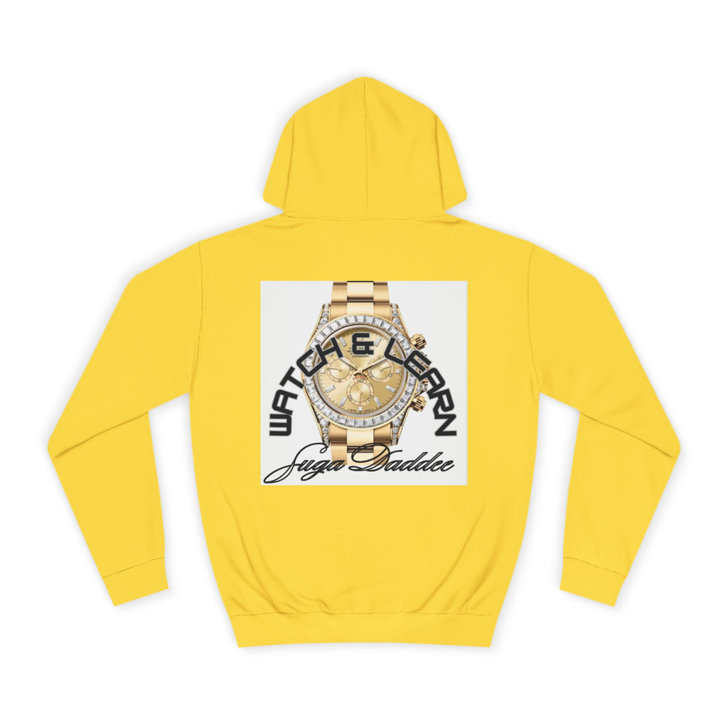 College Hoodie — Retro 'Watch n Learn Gold' Graphic Pullover