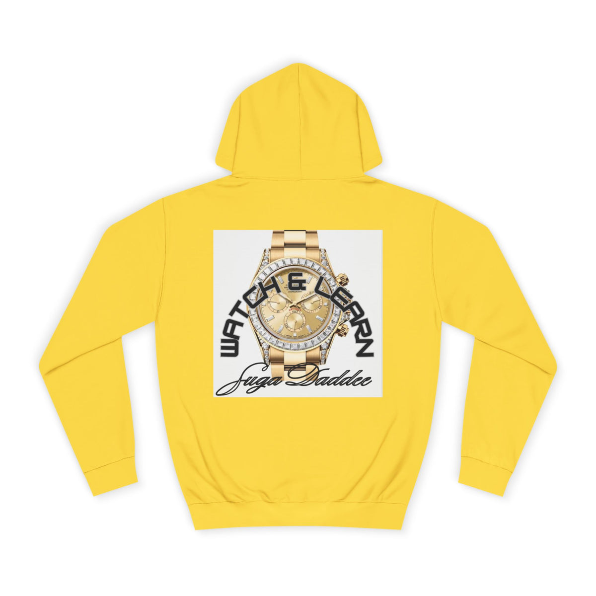 College Hoodie — Retro 'Watch n Learn Gold' Graphic Pullover