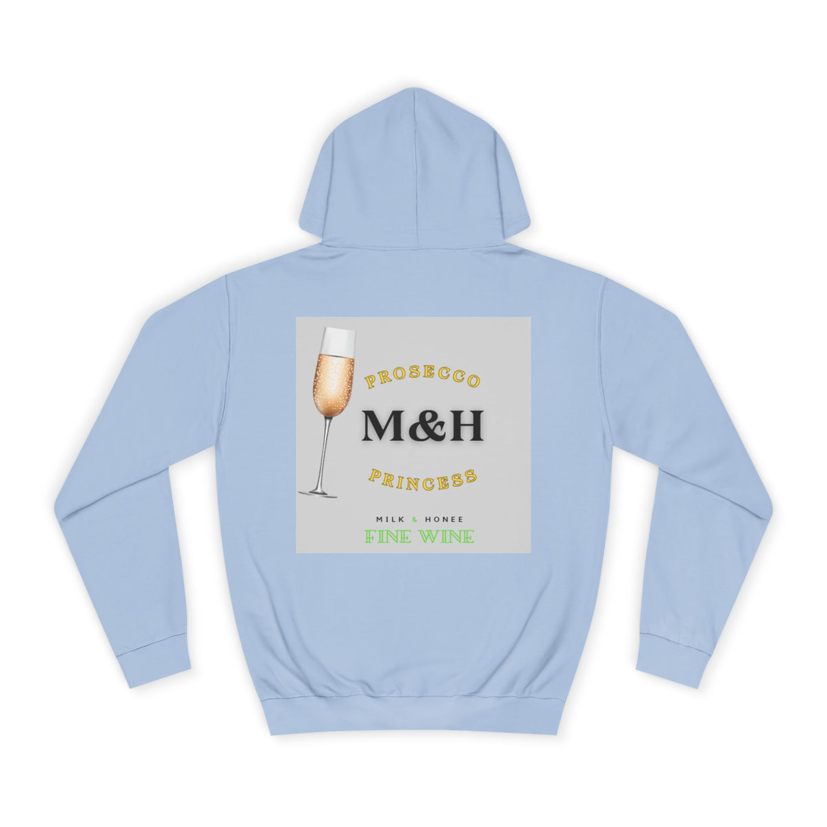 Wine Club Hoodie — "M&H Prosecco" Graphic College Pullover