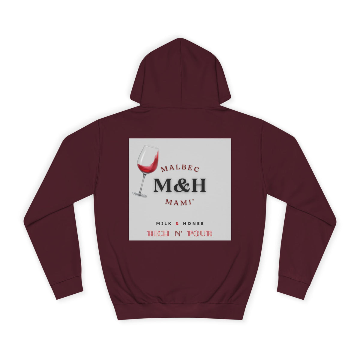 Wine Club Hoodie — "M&H Malbec" Graphic College Pullover