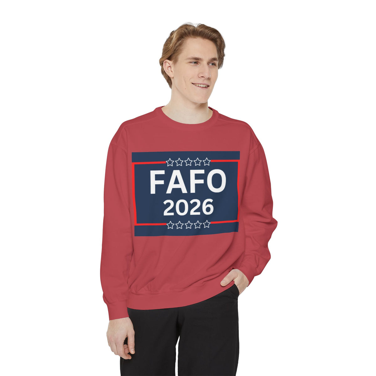 FAFO 2026 Sweatshirt — Political Parody Crewneck (Milk & Honee for America)
