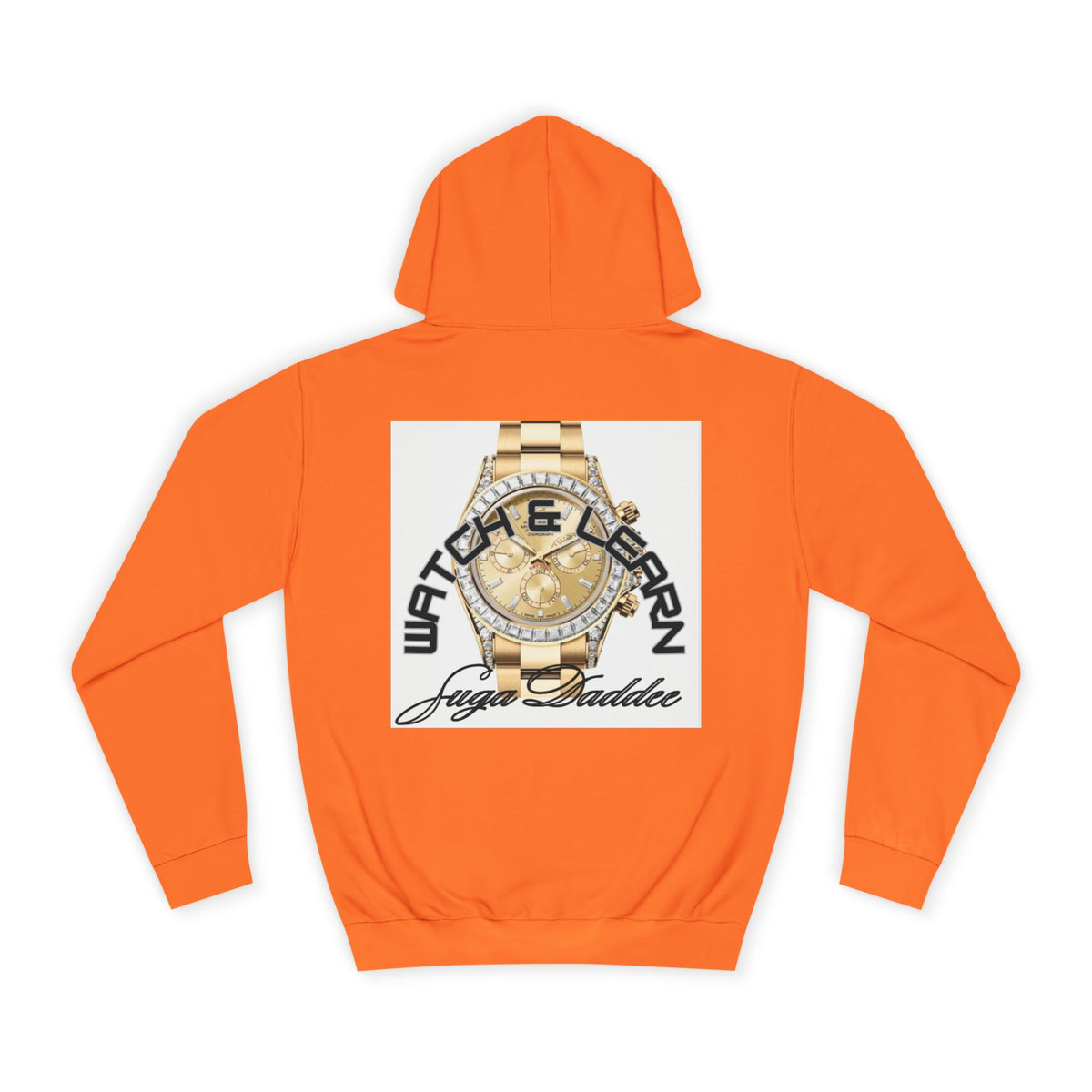 College Hoodie — Retro 'Watch n Learn Gold' Graphic Pullover