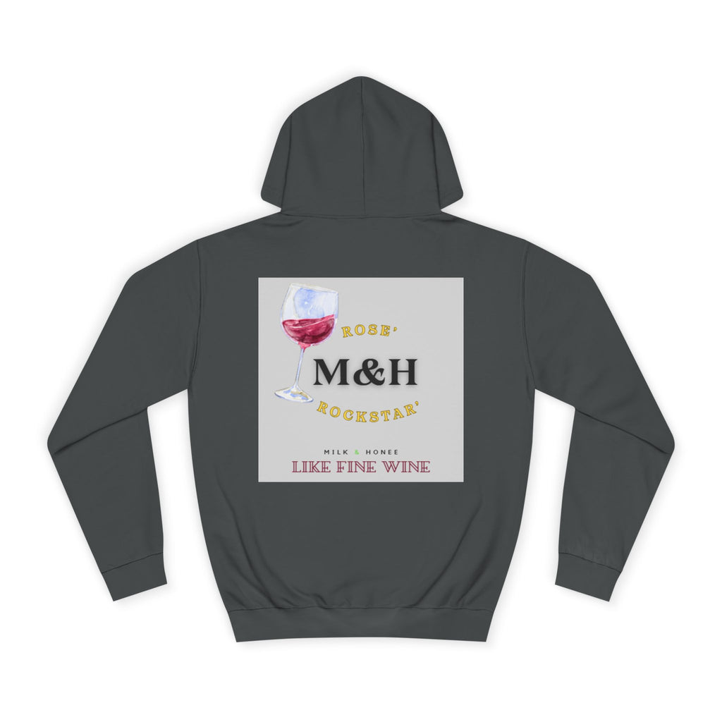 Wine Club Hoodie — "M&H Pink Rose" Graphic College Pullover