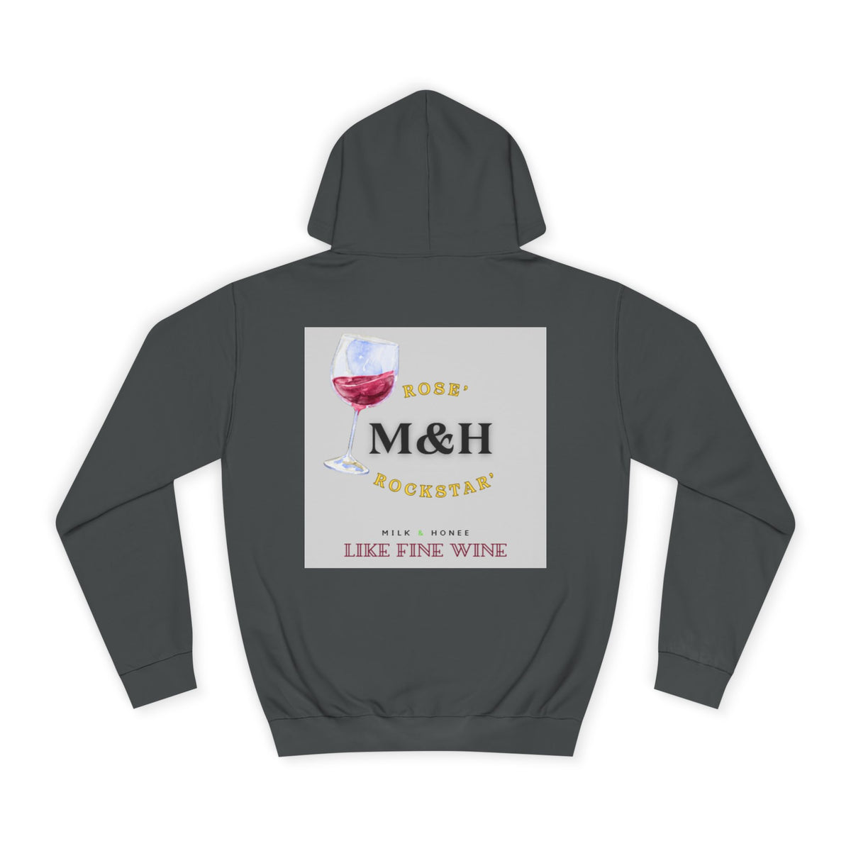 Wine Club Hoodie — "M&H Pink Rose" Graphic College Pullover