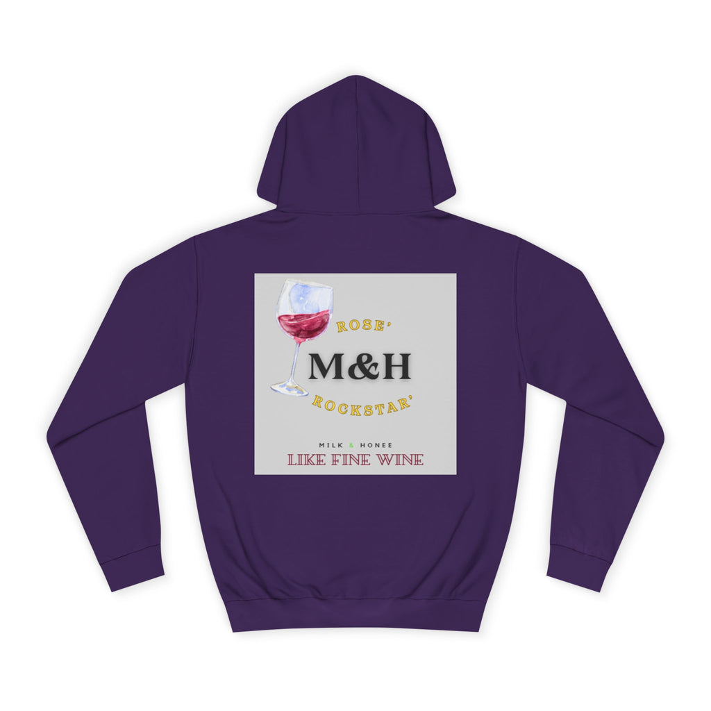 Wine Club Hoodie — "M&H Pink Rose" Graphic College Pullover