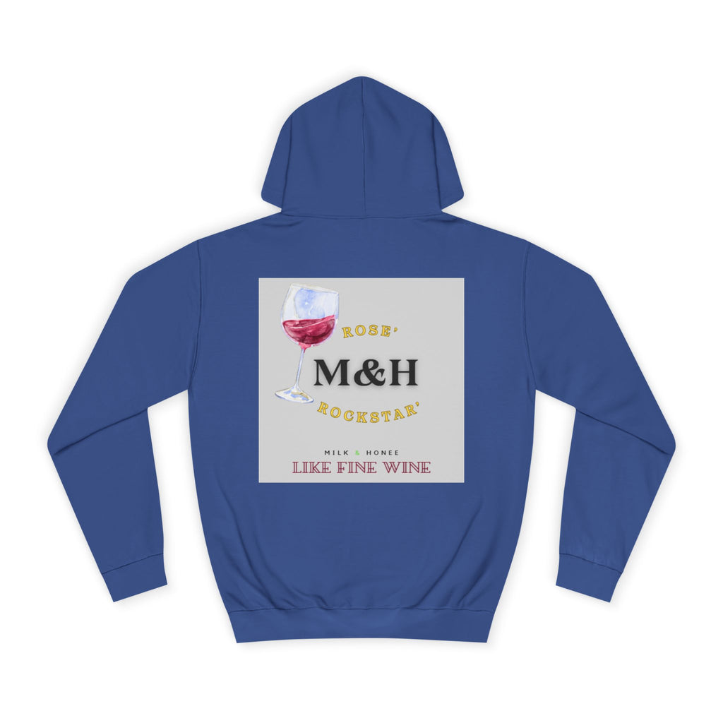 Wine Club Hoodie — "M&H Pink Rose" Graphic College Pullover