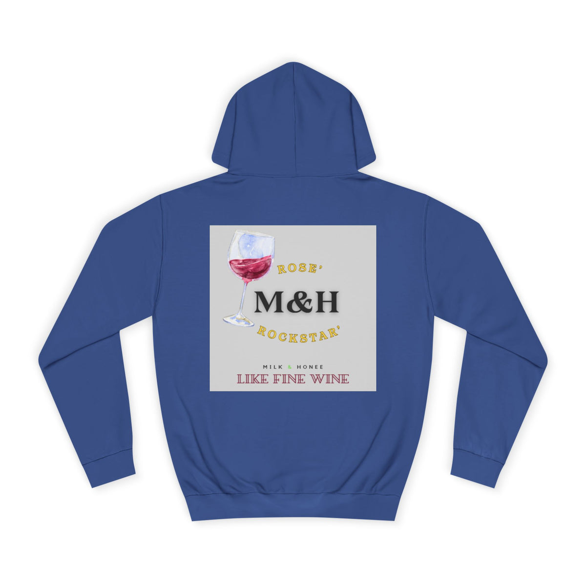Wine Club Hoodie — "M&H Pink Rose" Graphic College Pullover