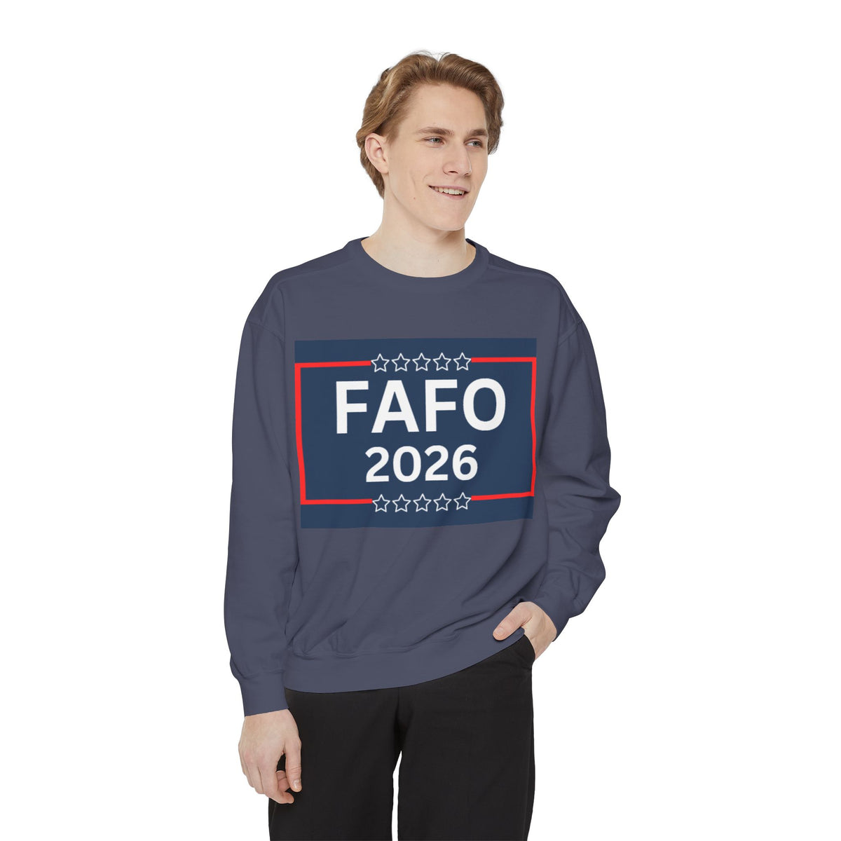 FAFO 2026 Sweatshirt — Political Parody Crewneck (Milk & Honee for America)
