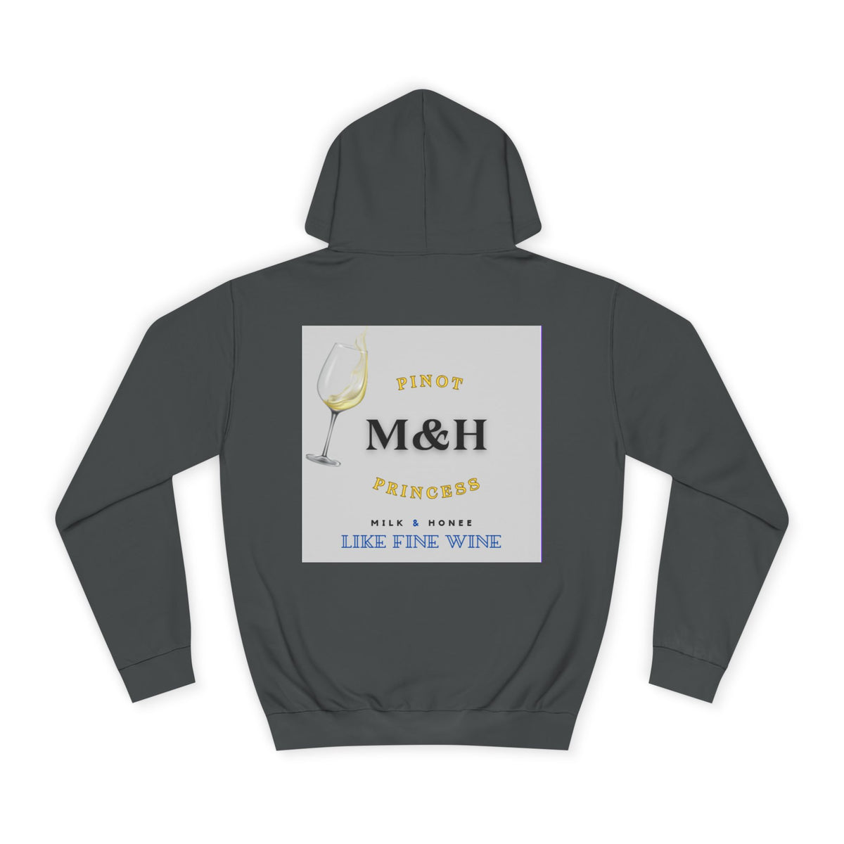 Wine Club Hoodie — "M&H Grigio Flow" Graphic College Pullover