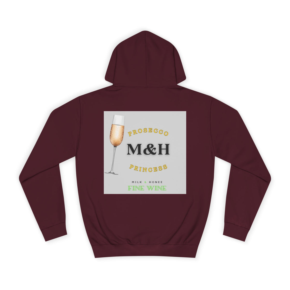 Wine Club Hoodie — "M&H Prosecco" Graphic College Pullover