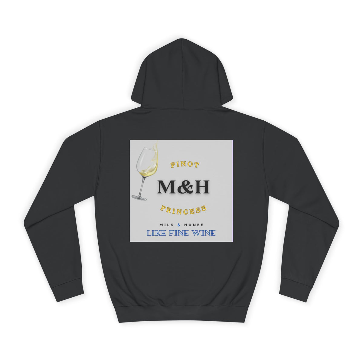 Wine Club Hoodie — "M&H Grigio Flow" Graphic College Pullover