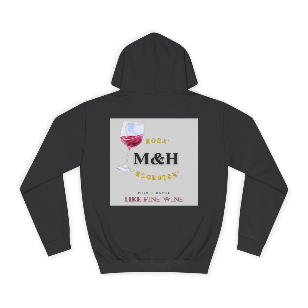 Wine Club Hoodie — "M&H Pink Rose" Graphic College Pullover