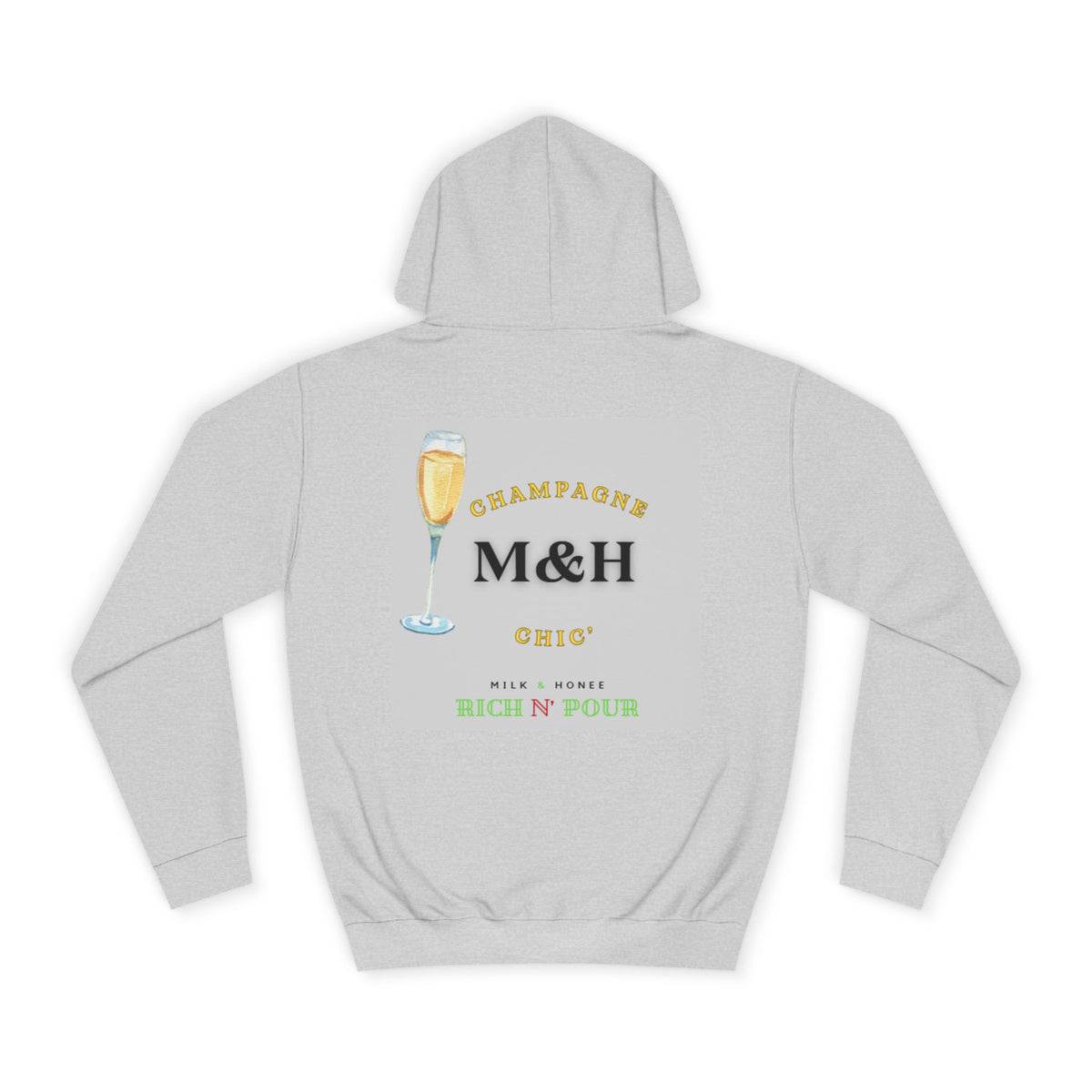 Wine Club Hoodie — "M&H Bubbly" Graphic College Pullover