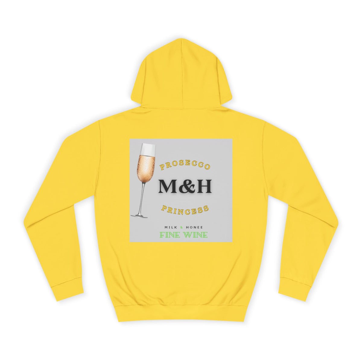 Wine Club Hoodie — "M&H Prosecco" Graphic College Pullover
